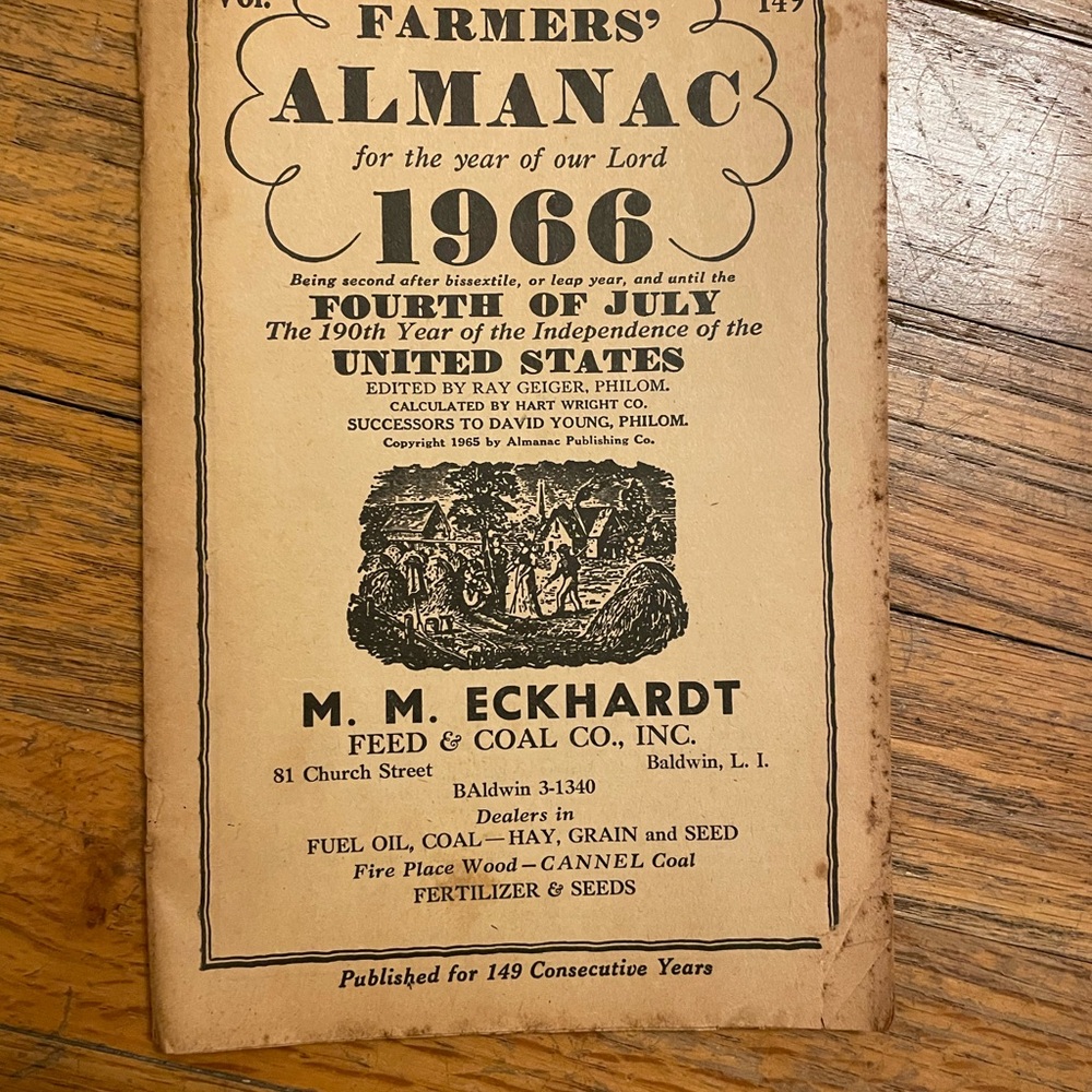 Vintage 1966 Farmers' Almanac